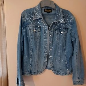 Beautiful, super high quality, Denim jean jacket. Like new! Swarovski buttons